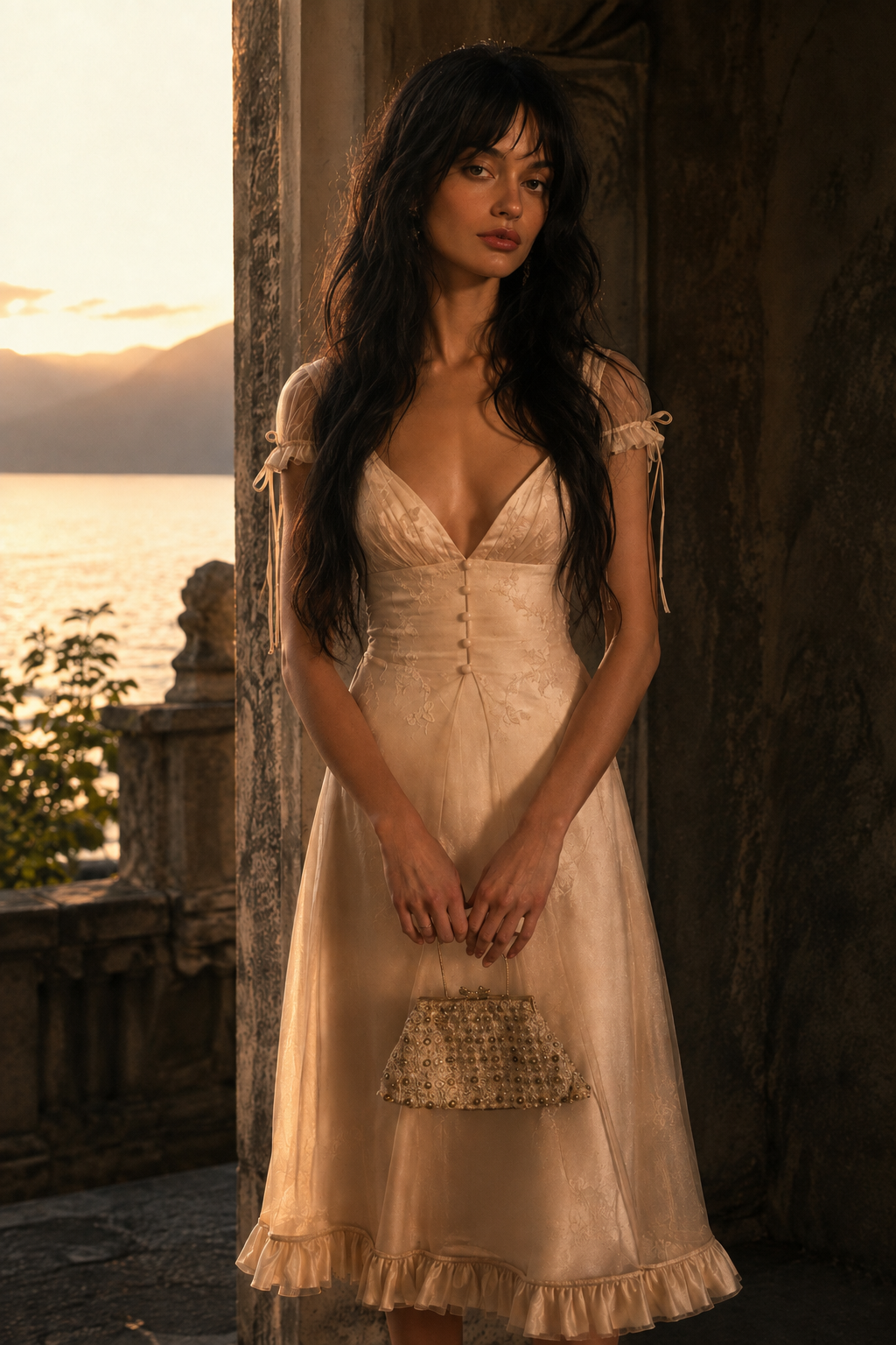 The Lotus Romance Couture Midi Dress