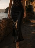 Sorrento Liquid Satin Skirt - 90s Runway Midi