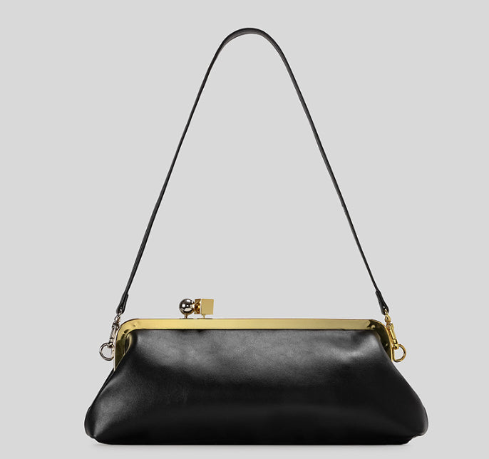 Milano Clasp Leather Shoulder Bag - Minimalist 90s Archive Pouch