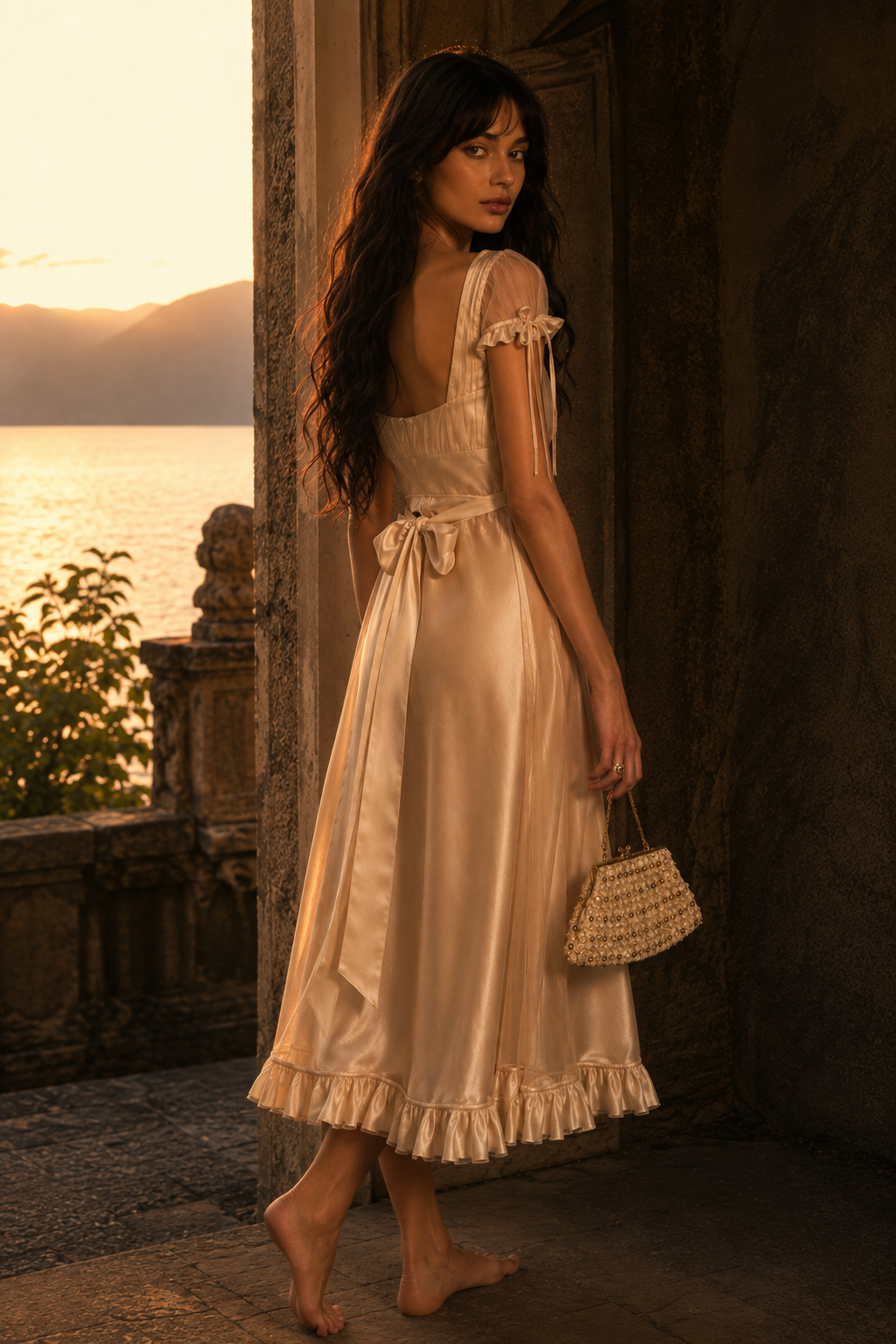 The Lotus Romance Couture Midi Dress